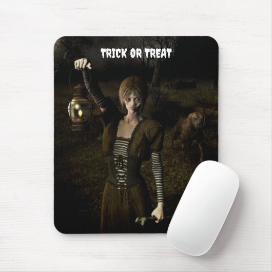Trick or Treat. Thin female carrying lamp Mousepad (Mit Mouse)