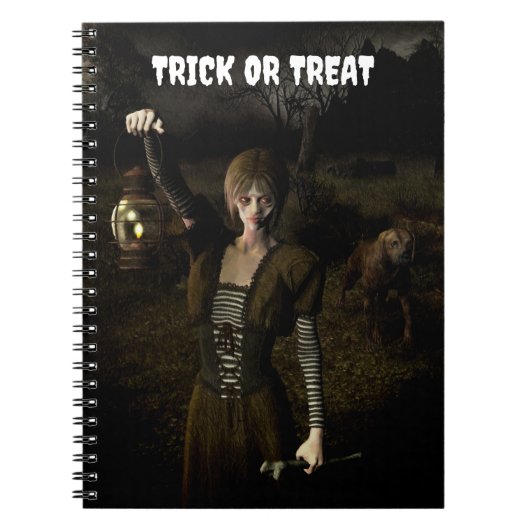 Trick or Treat. Thin female carrying lamp Notizblock (Vorderseite)