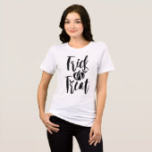 Trick or Treat Typographic Brush Script Pumpkin Tri-Blend Shirt (Vorderseite voll)