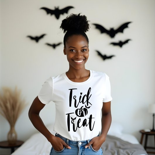 Trick or Treat Typographic Brush Script Pumpkin Tri-Blend Shirt