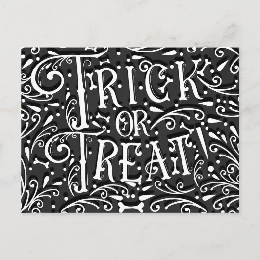 Trick or Treat Vintage-Kreideknochen Halloween Postkarte (Vorderseite)