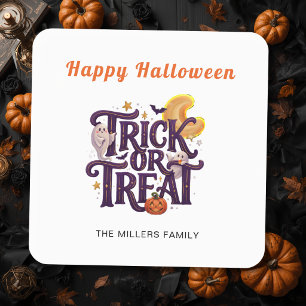 Trick or Treat Whimsical Geister Halloween  Quadratischer Aufkleber