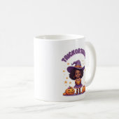 Trick or Treat Witch Girl Mug – Cute Pumpkin Hallo Kaffeetasse (VorderseiteRechts)
