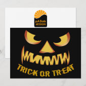 Trick or Treat with Pumpkin Face Einladung (Vorne/Hinten)