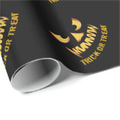 Trick or Treat with Pumpkin Face Geschenkpapier (Rolleneckpunkt)