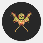 Trick or Treat Zombie Geschenk Beängstigendes Hall Runder Aufkleber (Vorderseite)