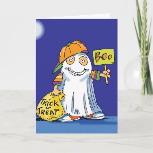 Trick-or-Treating Ghost - Halloween-Karte Karte (Vorderseite)