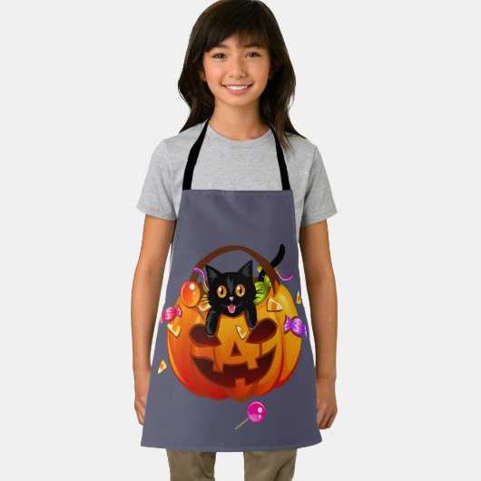 Trick-or-Treating Halloween-Party Cat Schürze (Insitu)
