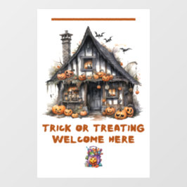 "Trick or Treating Welcome Here" Banner Fensteraufkleber
