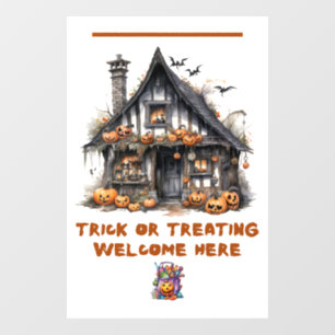 "Trick or Treating Welcome Here" Banner Fensteraufkleber