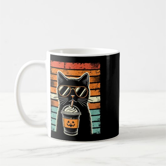 Trick or Tree Black Cat Hipster Funny Halloween B Kaffeetasse (Links)