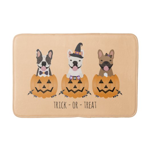 Trick or Tree French Bulldogs Pumpkin Badematte (Vorderseite)