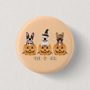 Trick or Tree French Bulldogs Pumpkin Button