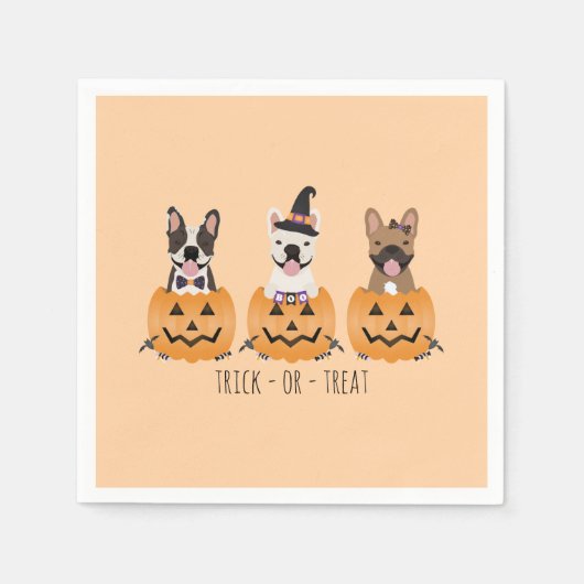 Trick or Tree French Bulldogs Pumpkin Serviette (Vorderseite)