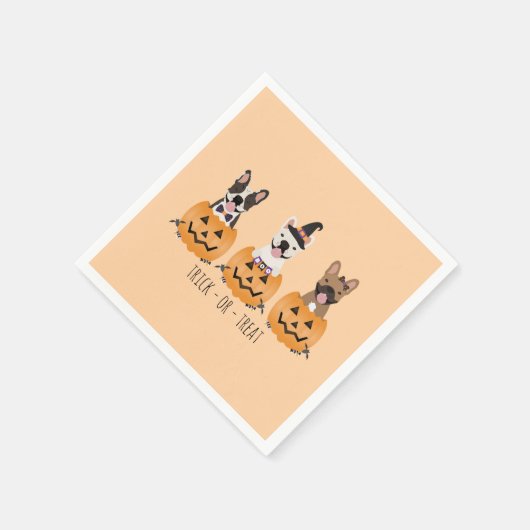 Trick or Tree French Bulldogs Pumpkin Serviette (Ecke)