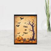 Trick or Tree Halloween Grußkarte Karte (Vorderseite)