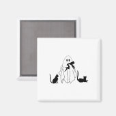 Trick or Treue Spooky Ghost Black Cat Pocket Magnet (Vorderseite/Rückseite)