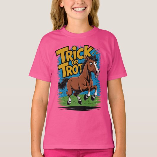 Trick or Trot Horse Design for Equestrian Fans T-Shirt (Vorderseite)