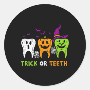 Trick or zeth Funny Dental Squad Halloween Dentis Runder Aufkleber