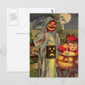 Trick R' Leckerei Ghost Kürbislaterne Pumpkin Postkarte (Vorne/Hinten)