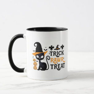 Trick Rawr Leckerei Black Cat Hexen Halloween Tasse
