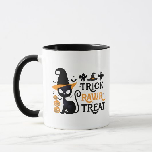 Trick Rawr Leckerei Black Cat Hexen Halloween Tasse (Links)