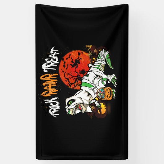 Trick Rawr Leckerei Halloween Dinosaur T Rex Pumpk Banner (Vertikal)