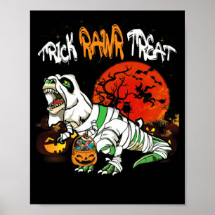 Trick Rawr Leckerei Halloween Dinosaur T Rex Pumpk Poster