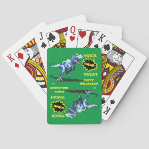"TRICK RAWR LECKEREI" lustige Halloween Dinosaurie Spielkarten