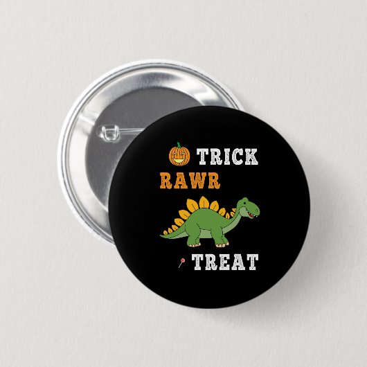 Trick Rawr Leckerei Niedlich Halloween Stegosaurus Button (Vorne & Hinten)