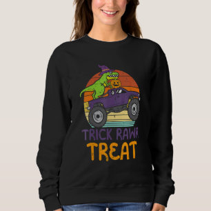 Trick Rawr Treat Dinosaur-Monstertruck Halloween Sweatshirt