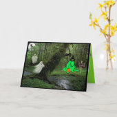 Trick-u. Leckerei-Dinosaurier auf lustiger Karte (Gelbe Blume)