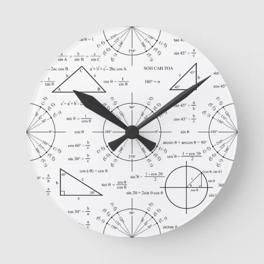 Trick und Dreiecke Runde Wanduhr (Vorderseite)