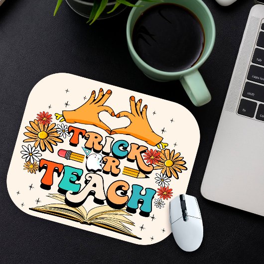 Trick von Teach Mousepad, Funny Teacher for Hallow Mousepad