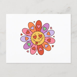 Trickfilm Retro Groovy Hippie Liebhaber Gänseblümc Postkarte