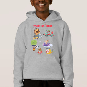 Trickfilm-Tier-Piloten-Flugzeug Individueller Name Hoodie