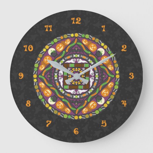Tricks and Treats Mandala Clock Große Wanduhr (Vorderseite)