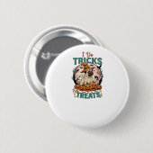 Tricks Behandlungen Halloween Mops Hexenhut Kürbis Button (Vorne & Hinten)