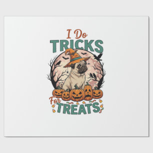 Tricks Behandlungen Halloween Mops Hexenhut Kürbis Geschenkpapier