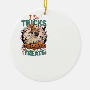 Tricks Behandlungen Halloween Mops Hexenhut Kürbis Keramik Ornament