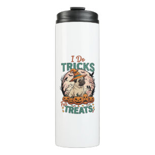 Tricks Behandlungen Halloween Mops Hexenhut Kürbis Thermosbecher