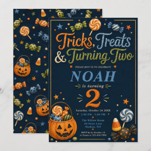 Tricks, Treats & Turning Two Geburtstagseinladung Einladung