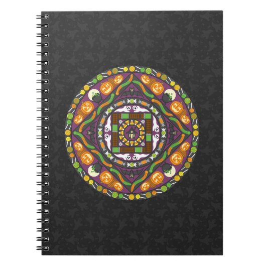 Tricks und Leckereien Mandala Notebook Notizblock (Vorderseite)