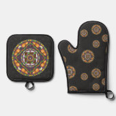 Tricks und Leckereien Mandala Ofenhandschuh & Topflappen-Set (Vorderseite)