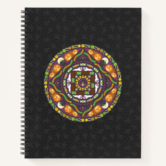 Tricks und Leckereien Mandala Spiral Notebook Notizblock (Vorderseite)