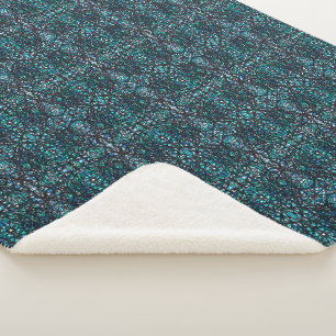 Trickster Blau Grün Schwarz Abstrakte Indien-Tusch Sherpadecke