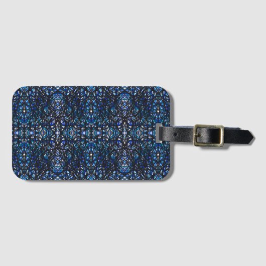 Trickster Blau Schwarze Abstrakte Indien-Tusche-Ku Gepäckanhänger (Vorderseite (Horizontal))
