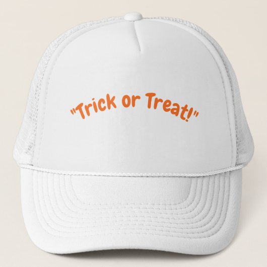 Trickster-Fluch: Verwitterter 'Trick or Treat'-Hut Truckerkappe (Vorderseite)