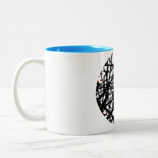 Trickster-Kaninchen im Briar-Flecken Zweifarbige Tasse (Links)