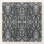 Trickster Schwarz-Weiß-Abstrakte Tinte-Kunst Glasuntersetzer (Vorderseite)